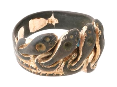 ANCIENT ROMAN SNAKE DESIGN GOLD PLATED JEWELRY RING