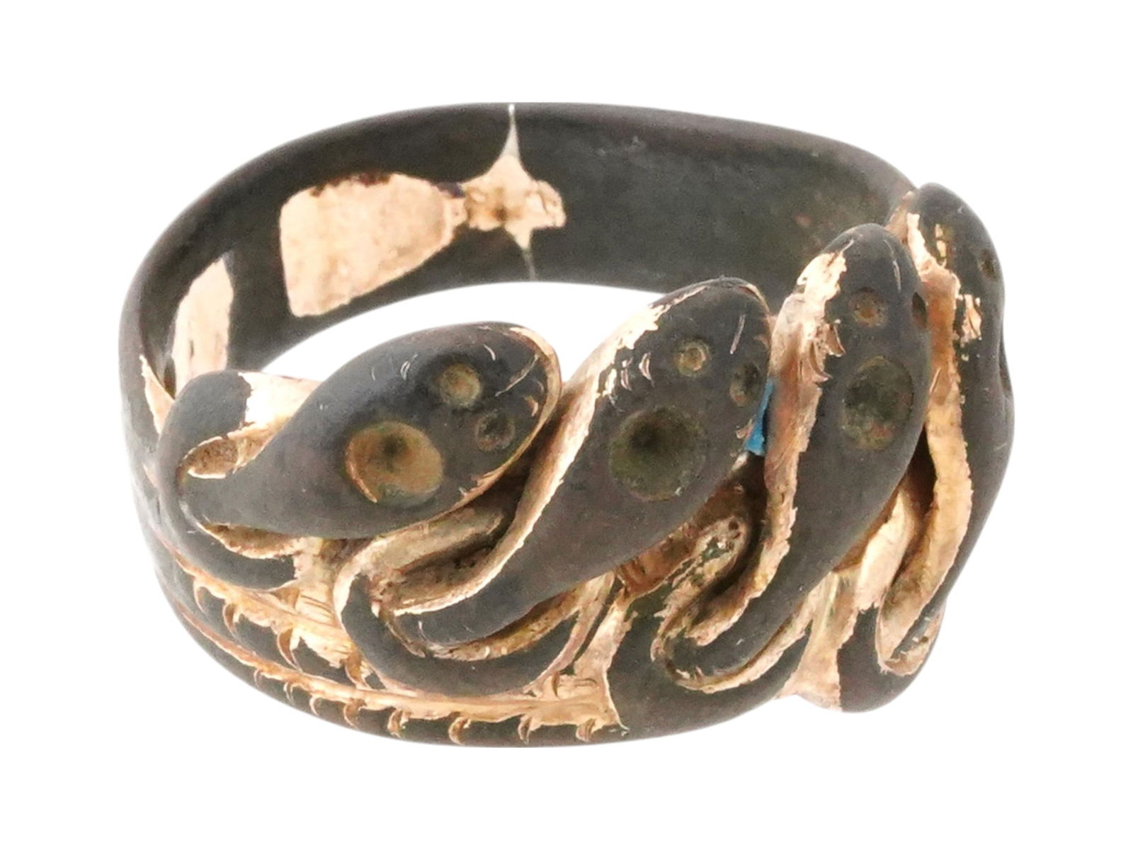 ANCIENT ROMAN SNAKE DESIGN GOLD PLATED JEWELRY RING (1 of 7)