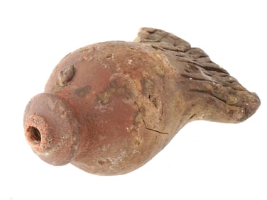 ANCIENT TERRACOTTA FLASK IN THE SHAPE OF A FISH