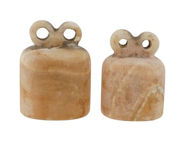 PAIR OF ANCIENT BACTRIAN CARVED STONE EYE IDOLS