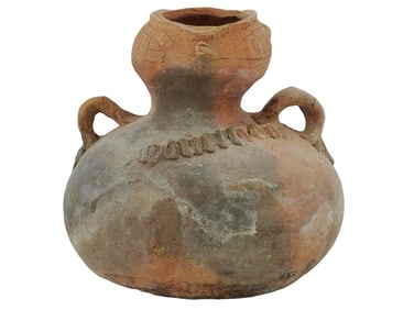 ANCIENT PRE COLUMBIAN ANTHROPOMORPHIC CLAY VESSEL