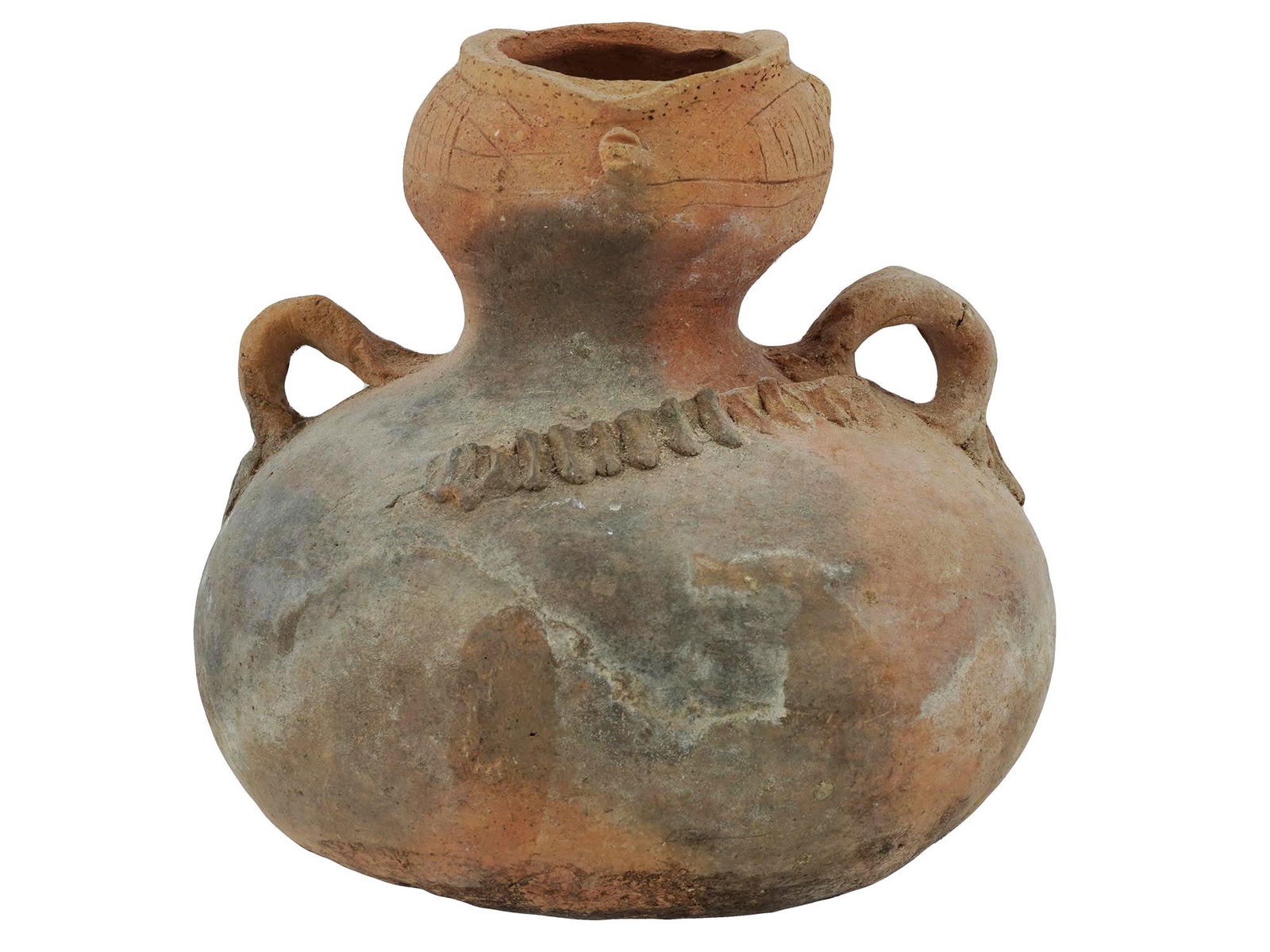 ANCIENT PRE COLUMBIAN ANTHROPOMORPHIC CLAY VESSEL (1 of 6)