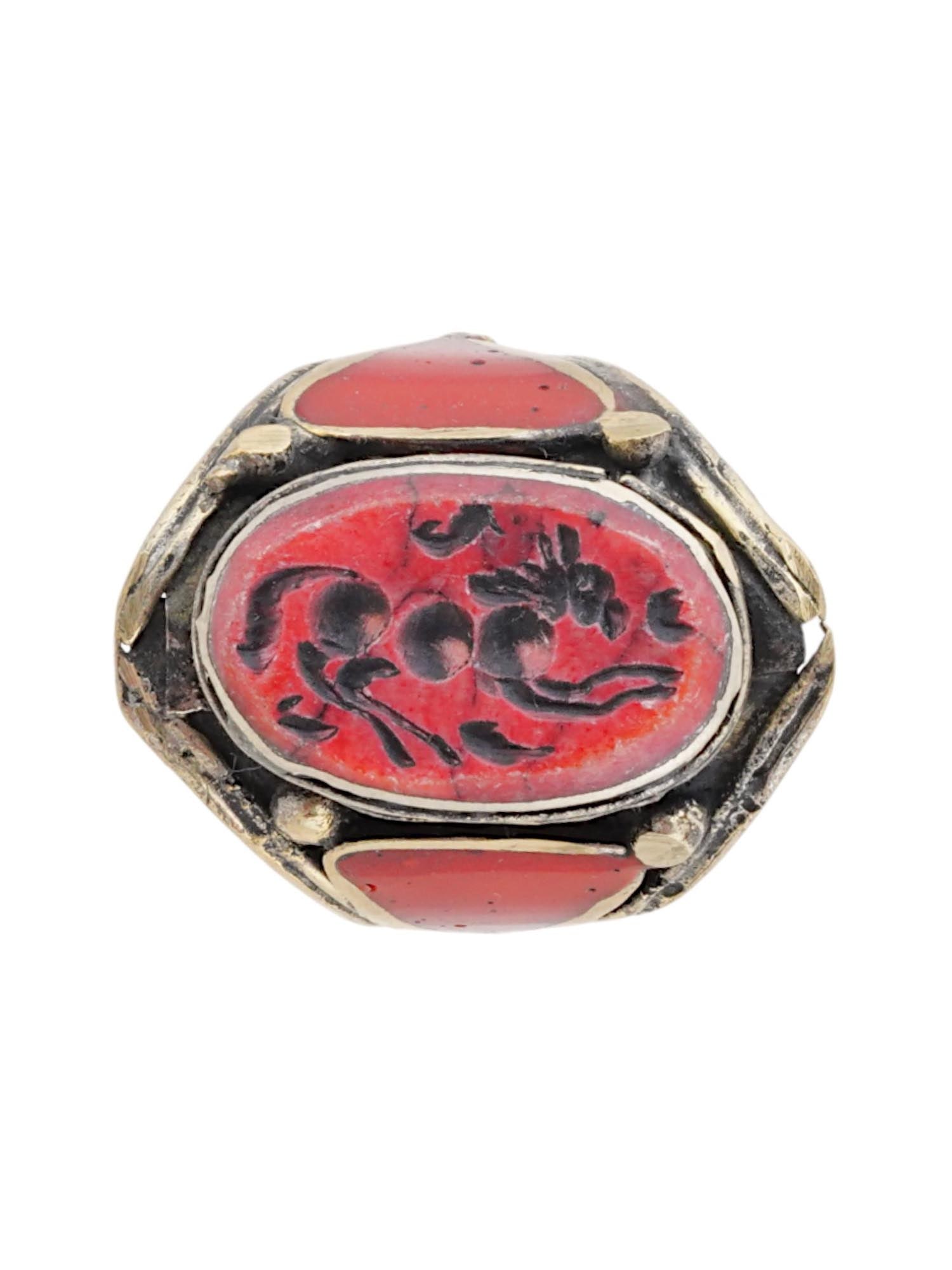 ANCIENT PERSIAN SILVER CARNELIAN INTAGLIO RING (1 of 5)