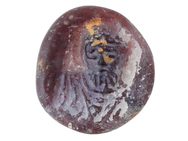 ANCIENT BYZANTINE GLASS MEDALLION W CHRIST 600 TO 900AD