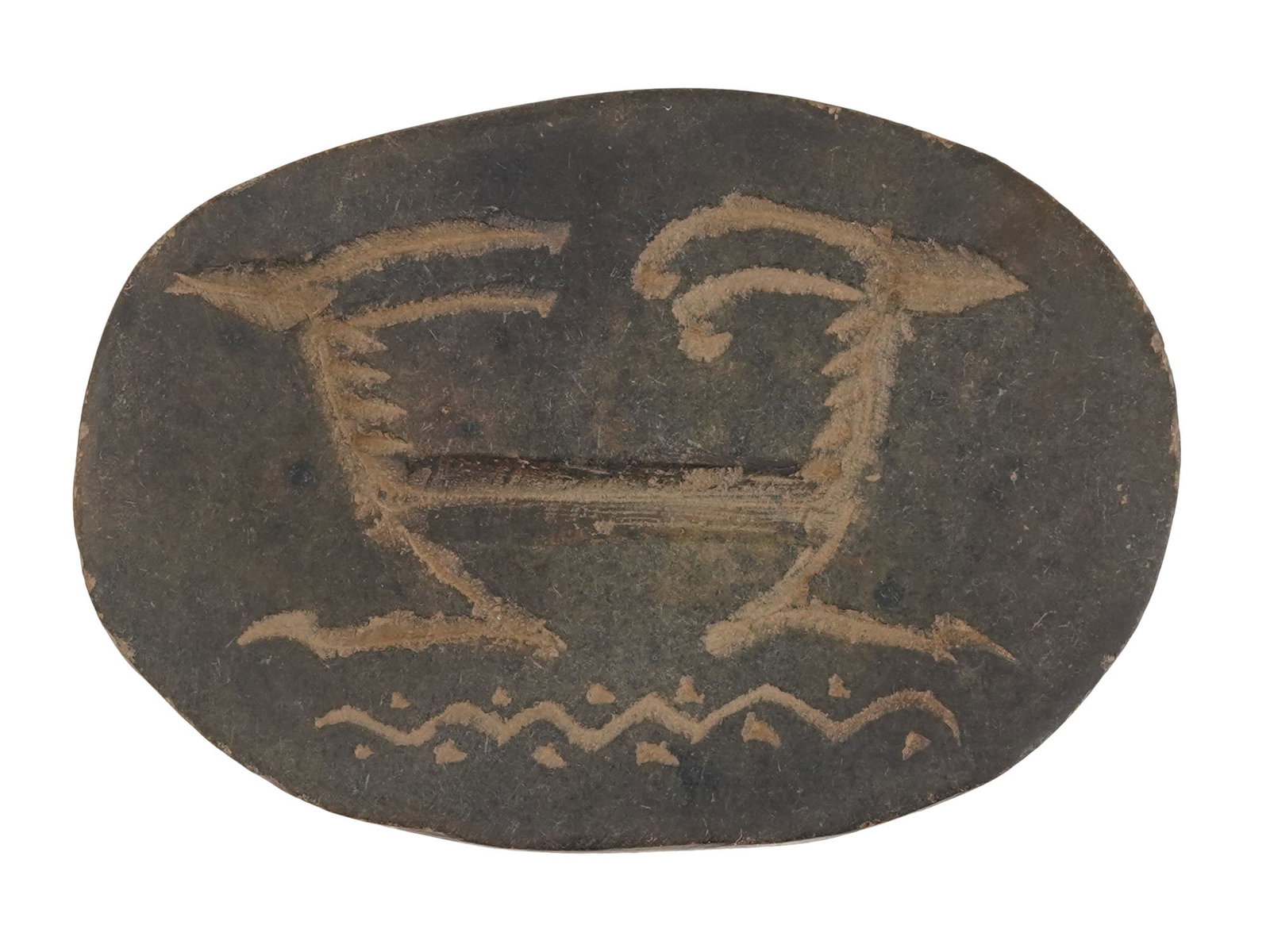 ANCIENT SYRIAN ONYX SEAL BEAD 1000 BC: An ancient Syrian carved onyx seal bead. Assyrian Empire, ca. 1000 BC. The stamp depicts an antelope. Archaeological Finds And Relics, Ancient History, Near East, Seals And Stamps. THIS LOT QUA
