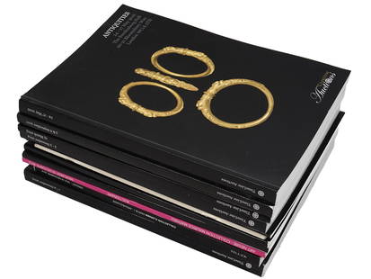 GROUP OF ANTIQUITIES ANCIENT ART AUCTION CATALOGS: A collection of twelve auction catalogs. The collection includes a group of Timeline Auctions catalogs including Antiquities and Ancient Art, Coins, Ecclesiastical Seals, Aguttes; Arte Primitivo, Prim