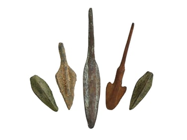 GROUP OF FIVE ANCIENT METAL ARROWHEADS