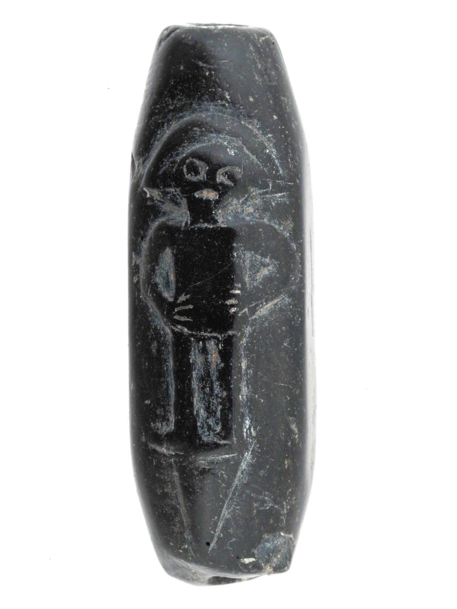 ANCIENT CYLINDER SEAL CARVED FROM BLACK STONE (1 of 4)
