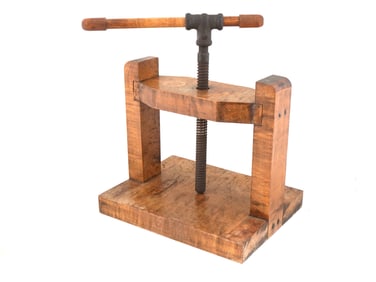 ANTIQUE 19TH CENTURY CARVED BURLWOOD BOOK PRESS