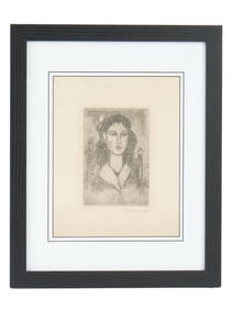 ATTR TO AMEDEO MODIGLIANI FEMALE PORTRAIT ETCHING