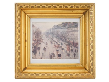 ANTIQUE 19 C GILDED FRAME WITH IMPRESSIONIST PRINT