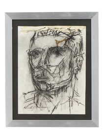 AFTER ALBERTO GIACOMETTI PORTRAIT CHARCOAL PAINTING