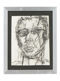 AFTER ALBERTO GIACOMETTI PORTRAIT CHARCOAL PAINTING