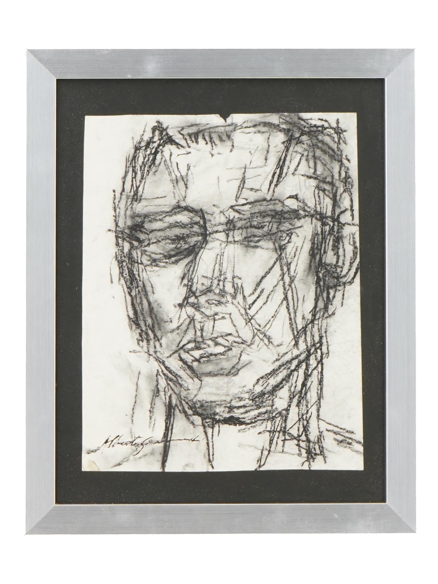 AFTER ALBERTO GIACOMETTI PORTRAIT CHARCOAL PAINTING (1 of 4)