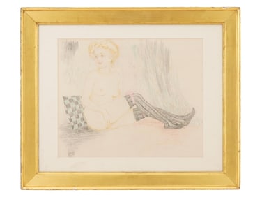 FRANZ LIST GERMAN FEMALE NUDE COLOR PENCIL DRAWING