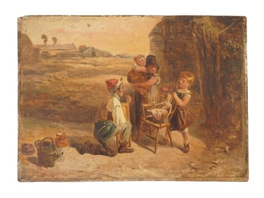 ATTR TO CHARLES THOMAS BALE OIL PAINTING GENRE SCENE