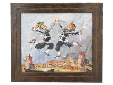MORRIS KATZ JUDAICA OIL ON BOARD PAINTING