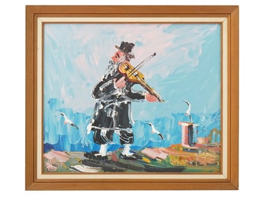 MORRIS KATZ JUDAICA OIL ON BOARD PAINTING