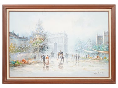 ATTR ANTOINE BLANCHARD FRENCH CITYSCAPE OIL PAINTING