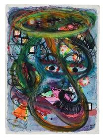 MIXED MEDIA PORTRAIT PAINTING SIGNED ANTHONY MENDES
