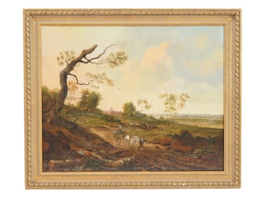 ANTIQUE DUTCH SCHOOL GENRE SCENE OIL PAINTING FRAMED