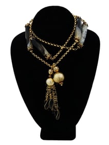 SILVER AND AGATE STONE BEADS CHAIN JEWELRY WARE