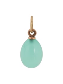 RUSSIAN 14K GOLD CARVED CHRYSOPRASE EASTER EGG PENDANT