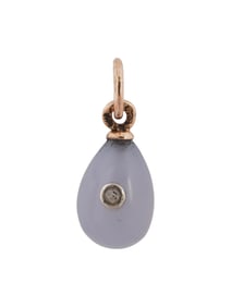 RUSSIAN GOLD CHALCEDONY DIAMOND EASTER EGG PENDANT