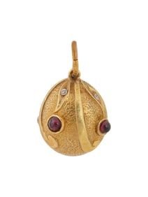 RUSSIAN SILVER EASTER EGG PENDANT W GEMSTONES