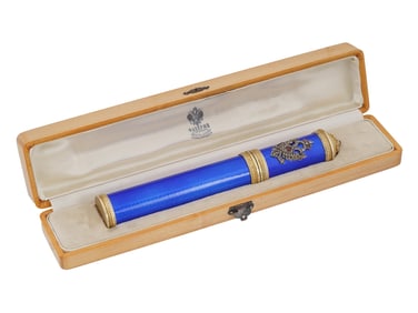 RUSSIAN SILVER ENAMEL RUBY DIAMONDS CIGAR CASE W BOX