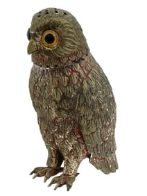 VINTAGE SILVER PLATED OWL SALT SHAKER