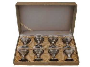 ANTIQUE STERLING SILVER AND CRYSTAL GLASSES SET