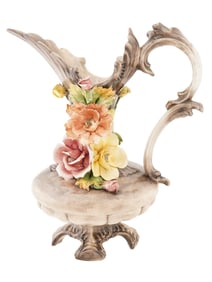VINTAGE ITALIAN CAPODIMONTE STYLE CERAMIC PITCHER