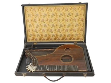 ANTIQUE 19 C FRANZ SCHWARZER ZITHER INSTRUMENT IN BOX