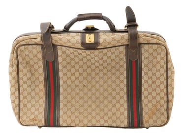 VINTAGE GUCCI BEIGE GG CANVAS TRAVEL BAG