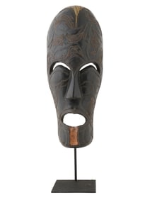 AFRICAN LIZARD WIRE HAND CARVED WOODEN FACE MASK