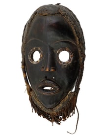 WEST AFRICAN IVORY COAST CARVED WOOD DEANGLE MASK