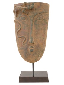 MEXICAN METAL FACE MASK WITH RELIEF LIZARD DESIGN