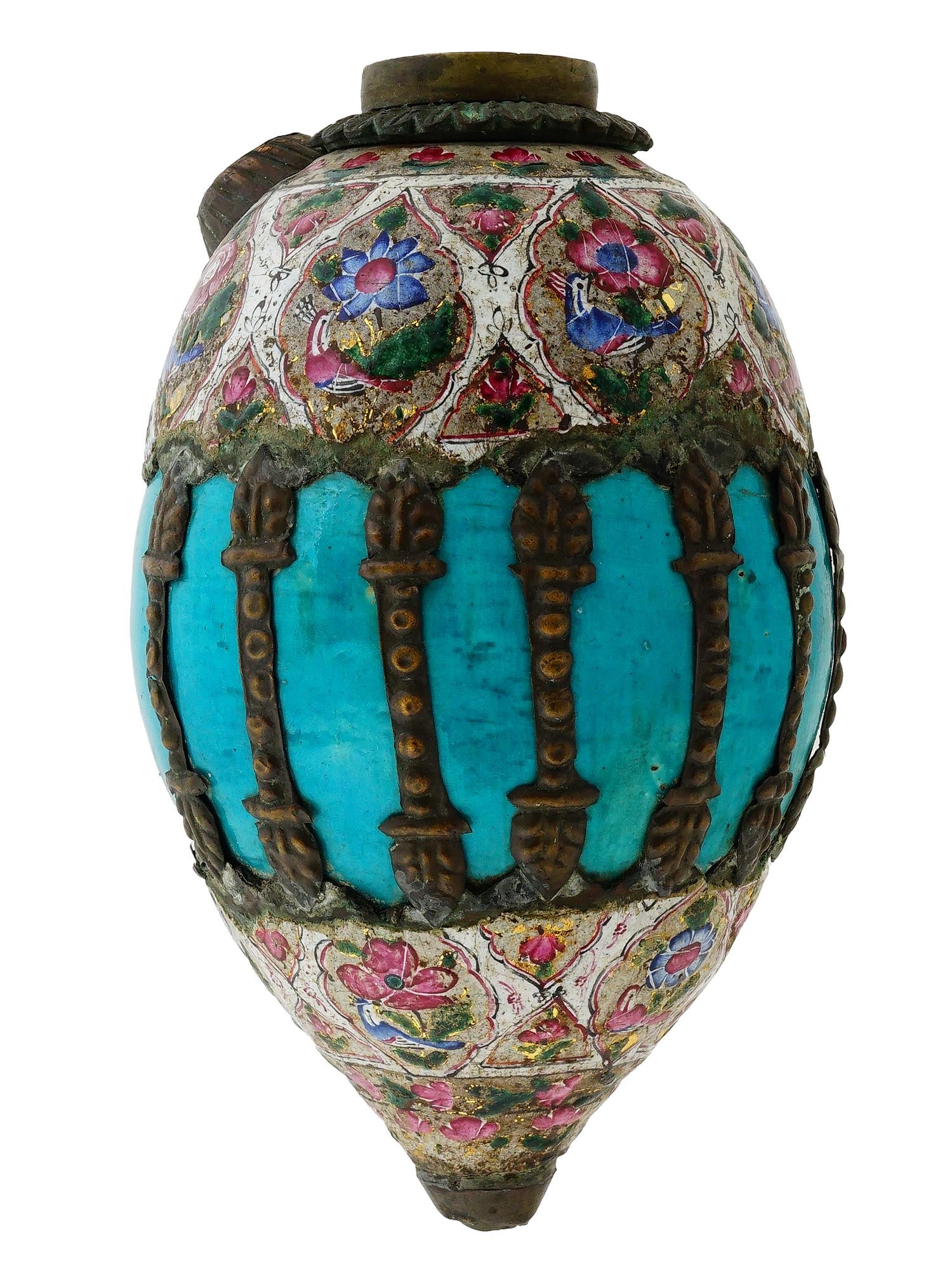 PERSIAN QAJAR PAINTED CERAMIC ENAMEL QALYAN CUP (1 of 8)