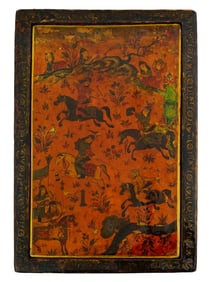 ANTIQUE PERSIAN QAJAR EMPIRE PAPIER MACHE MIRROR CASE