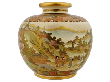 ANTIQUE MEIJI ERA JAPANESE SATSUMA PORCELAIN VASE
