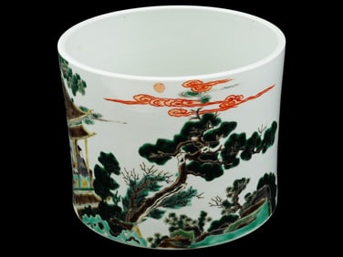 ANTIQUE CHINESE QING ENAMEL PORCELAIN PEN HOLDER