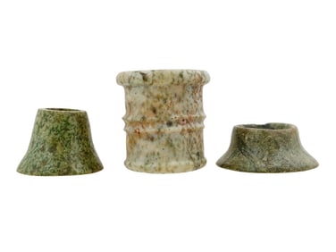 THREE ANCIENT PRE COLUMBIAN MESOAMERICAN JADE ARTIFACTS