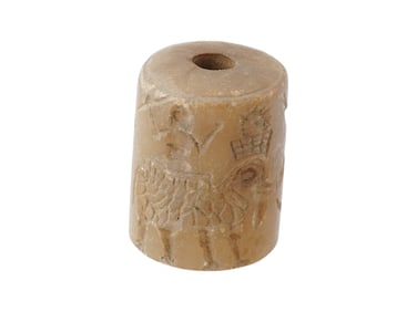 ANCIENT BABYLONIAN STONE CYLINDER SEAL BEAD