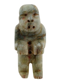 ANCIENT PRE COLUMBIAN OLMEC GREEN JADE FIGURINE PENDANT