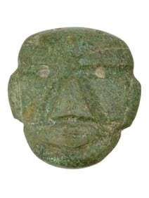 ANCIENT PRE COLUMBIAN CARVED JADE MASK PENDANT