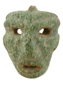 ANCIENT PRE COLUMBIAN CARVED STONE IDOL FACE MASK