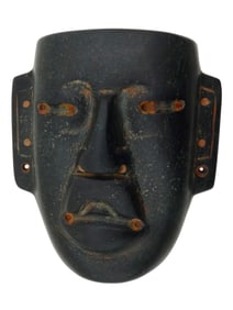 ANCIENT PRE COLUMBIAN OLMEC CARVED HARDSTONE MASK