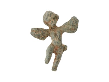 ANCIENT ROMAN BRONZE CUPID FIGURINE CA 100 TO 200 AD