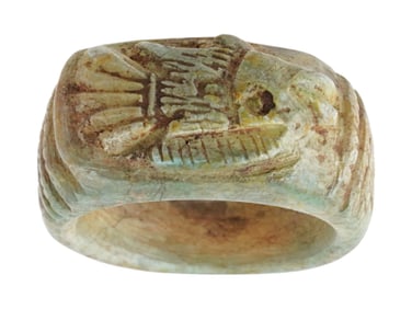 ANCIENT EGYPTIAN PTOLEMAIC DYNASTY CARVED STONE RING